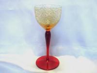 スウェーデンPukeberg Glass ウランガラスワイングラス(ベル形) 『TURKEY TRACK』パターン