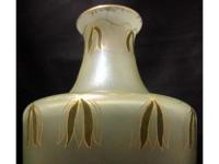 1900年頃 アールヌーヴォー ボヘミア地方Loetz工房 ウランガラス エナメル彩色花瓶