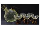 アールデコ クラック加工 ウランガラス デカンター&グラス(5個)セット